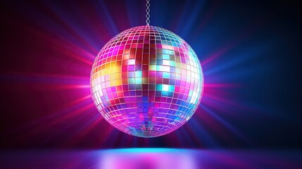 Fototapeta na wymiar Large colorful multi-colored disco ball close-up on a bright background