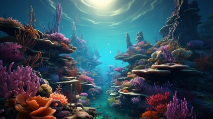 Colorful Marine Wildlife in Underwater Coral Reef