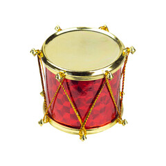 Christmas tree toy drum isolated from background