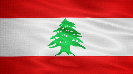 Waving Fabric Texture Of Lebanon National Flag Graphic Background