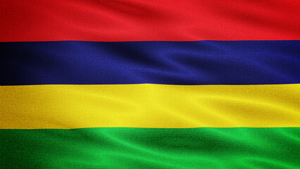 Waving Fabric Texture Of Mauritius National Flag Graphic Background