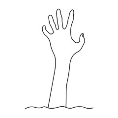 Continuous one line drawing of outline hand vector illustration minimalist design