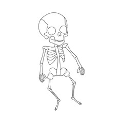 Obraz premium Continuous one line drawing of outline skeleton vector illustration 