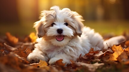 Beautiful smiling happy havanese puppy dog