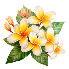 Fototapeta premium Water color beautiful plumeria flowers illustration png clip art
