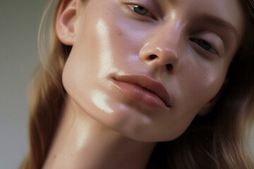 Beautiful young natural woman with glowing skin