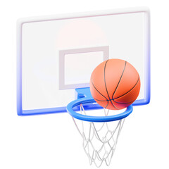 basketball hoop and ball 3d illustration