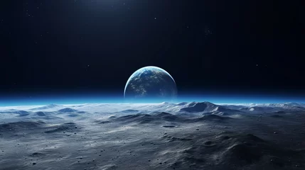 Fotobehang Blue earth seen from the moon surface-Europe © Bea