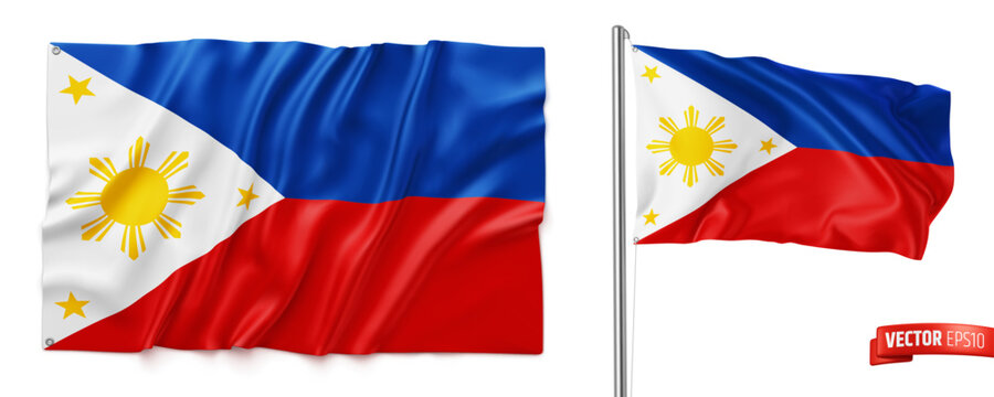 Vector realistic illustration of Philippines flags on a white background.