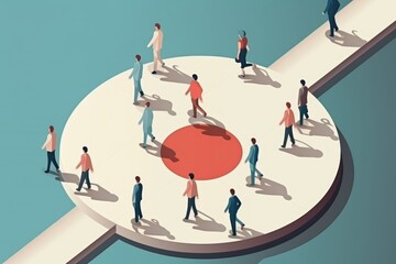 A group of people gathered around a vibrant red object