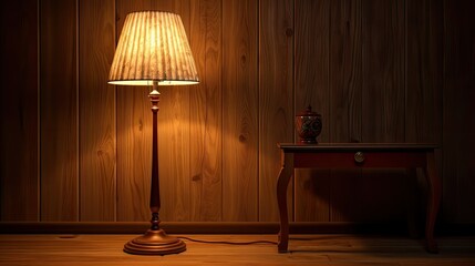 A lamp and a lamp on a wooden floor with a lamp shade