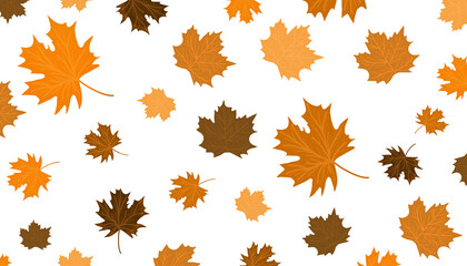 background of leaves in orange and brown tones, autumn background. Thanksgiving concept - obrazy, fototapety, plakaty