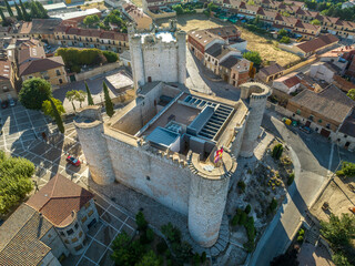 Aerial view of Torija medieval feudal castle in Guadalajara province Spain built by the templar...