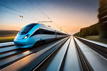 Fototapeta premium fast moving train in motion