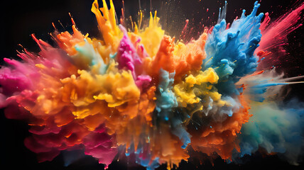 Fototapeta na wymiar Framed Explosion, Bright color. Generative Ai