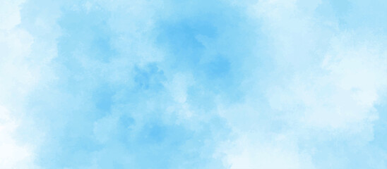 blue sky with clouds. Light sky blue shades watercolor background. Sky Nature Landscape Background. sky background with white fluffy clouds.	
