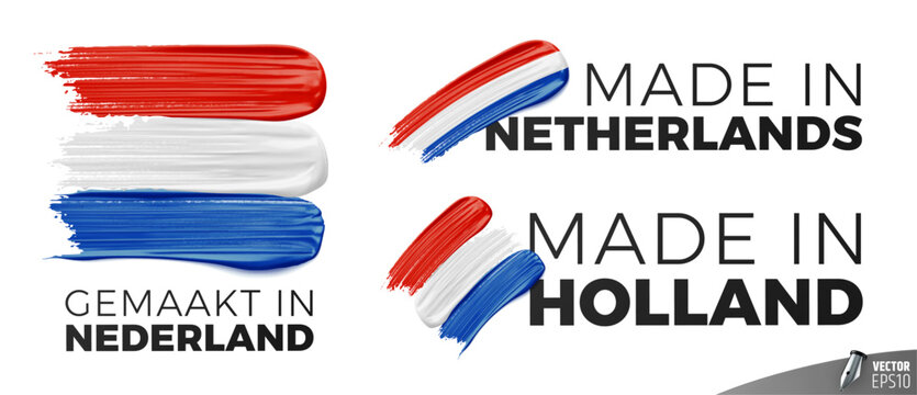 Vector made in Netherlands logos on a white background.