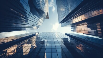 Fototapeta na wymiar modern office buildings bottom up view