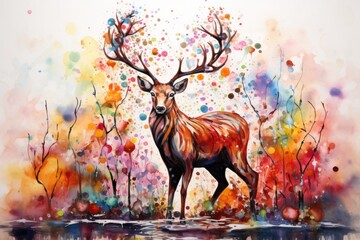 A majestic deer standing in serene waters