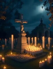 cemetery at night