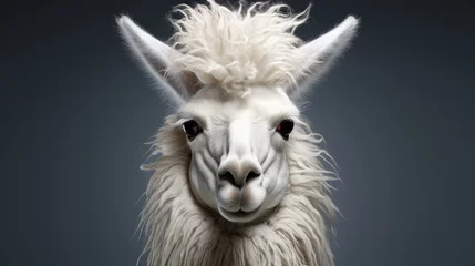 Foto op Canvas white llama head wild or farm animal © VINA