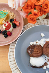 chocolate cake with nuts and raisins