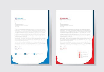 Modern Business Letterhead Design Template, Abtract Letterhead Design, Letterhead Template, letter head with blue and red color