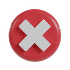 Obraz premium Cross icon 3d button. wrong check mark.