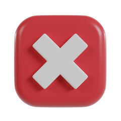 Fototapeta premium Cross icon 3d button. wrong check mark.