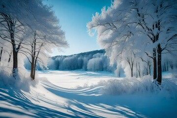 Snowy Serenity: A Winter Wonderland of Snow-Covered Trees