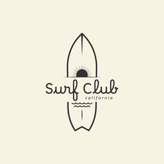 Surfboard Vintage Logo Template.