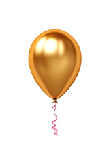 gold helium balloon. Birthday balloon flying for party and celebrations. Isolated on white background. Generative AI