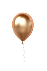 gold helium balloon. Birthday balloon flying for party and celebrations. Isolated on white...