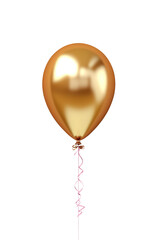 gold helium balloon. Birthday balloon flying for party and celebrations. Isolated on white background. Generative AI