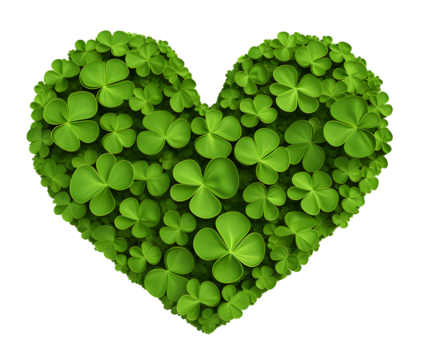 Shape of heart covered green leaves of clover plant, wood sorrel, Oxalis acetosella. Isolated, transparent background.