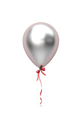 silver helium balloon. Birthday balloon flying for party and celebrations. Isolated on white background. Generative AI