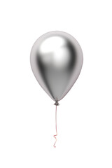 silver helium balloon. Birthday balloon flying for party and celebrations. Isolated on white background. Generative AI