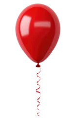 Fotobehang red helium balloon. Birthday balloon flying for party and celebrations. Isolated on white background. Generative AI © premyuda