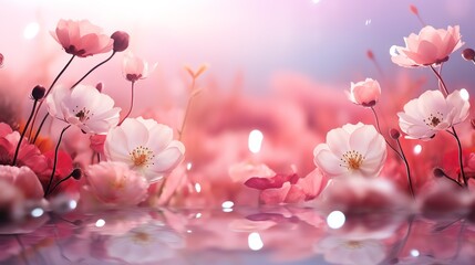 Obraz na płótnie Canvas Background with cherry blossoms, smooth blur Generate AI