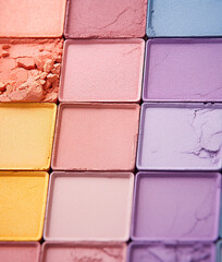Fototapeta premium Pastel eyeshadow pigments palette, macro. 