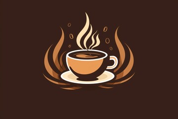 Obraz premium Creative and minimalistic brown coffee cup icon isolated on a brown background