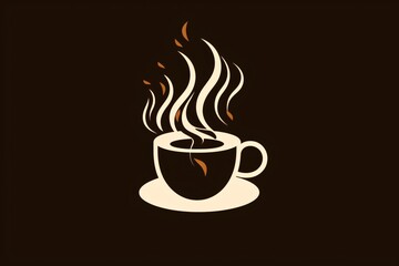 Obraz premium Creative and minimalistic brown coffee cup icon isolated on a brown background