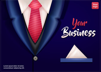 Elegant suit collar and tie. 3d vector. Perfect for your frames and business elements