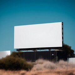 White Blank billboar  in the big cities daylight generative ai illustration art