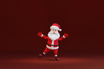 Fototapeta na wymiar Cute cartoon Santa Claus. 3d render