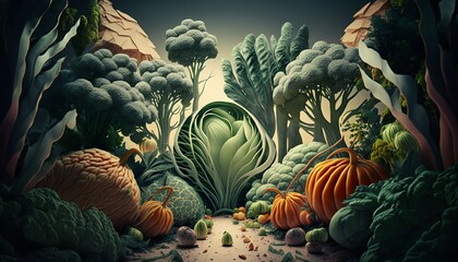 Fototapeta premium fantasy vegetable forest design illustration