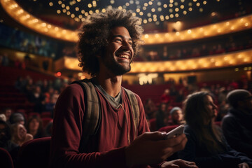 Obraz premium Person performing in a theater production, reflecting the artistic and entertainment labor that brings joy to audiences on Labor Day. Generative Ai.