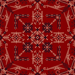 Traditional Latvian embroidery seamless pattern, vector illustration