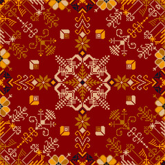 Fototapeta na wymiar Traditional Latvian embroidery seamless pattern, vector illustration