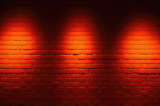 Brick Wall In Fluorescent Orange Neon Colors